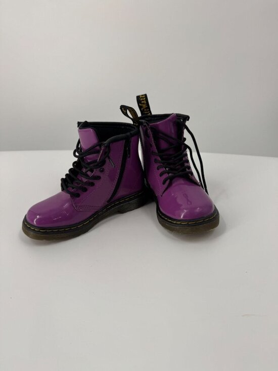 Dr. Martens Other - Dr. Martens Purple Patent Leather Kids Lace-Up Boots With Side Zipper Durable So